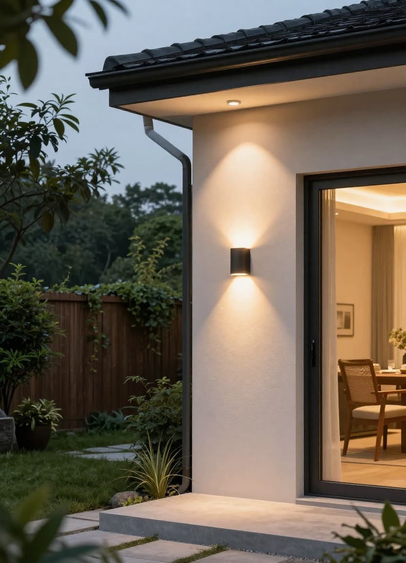 Technician installing lighting solutions